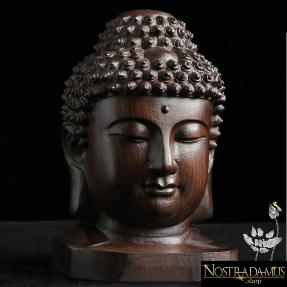 Tête de Bouddha en acajou - Statues et Sculptures