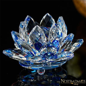 Fleur de Lotus en Cristal - 8 couleurs disponibles - Bleu - Figurines et Miniatures