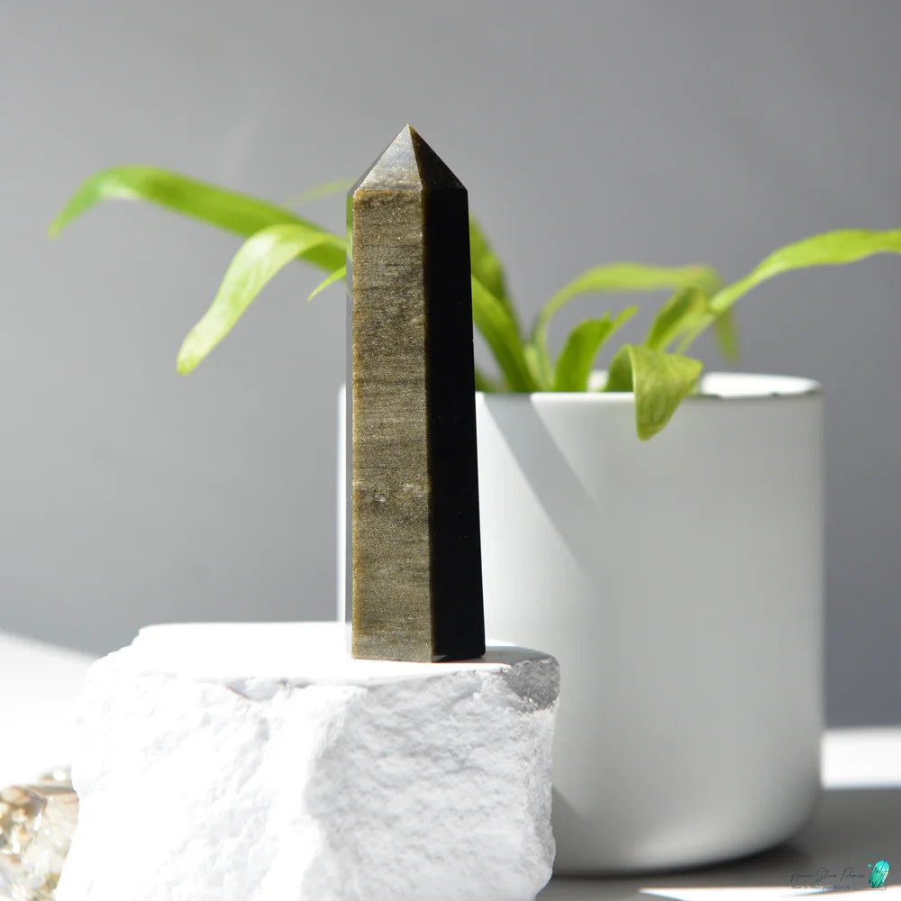 Baguette en Obsidienne Dorée - Protection & Abondance