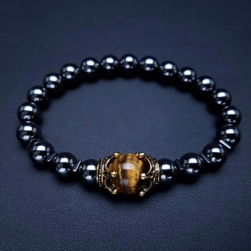 Bracelet Hématite & Œil-de-Tigre - 'Force Intérieure'
