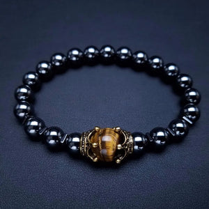 Bracelet Hématite & Œil-de-Tigre - 'Force Intérieure'
