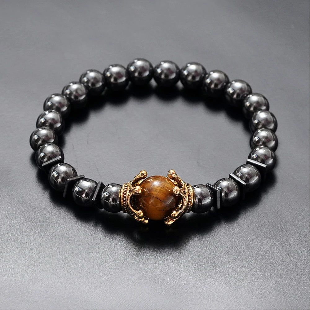 Bracelet Hématite & Œil-de-Tigre - 'Force Intérieure'