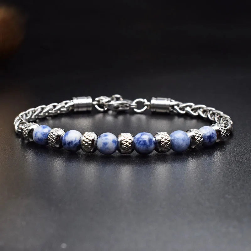 Bracelet Acier & Sodalite - Canalisation de l'Intuition