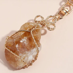 Porte-Clés 'Pierre d'Abondance' - Citrine Brute