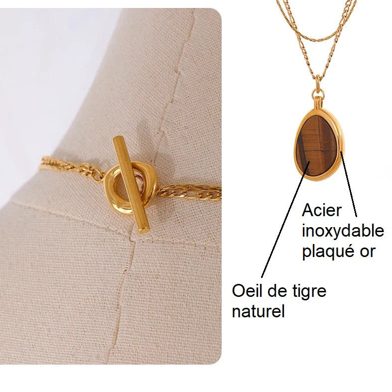 Pendentif en Œil de Tigre - Protège contre les Attaques Occultes