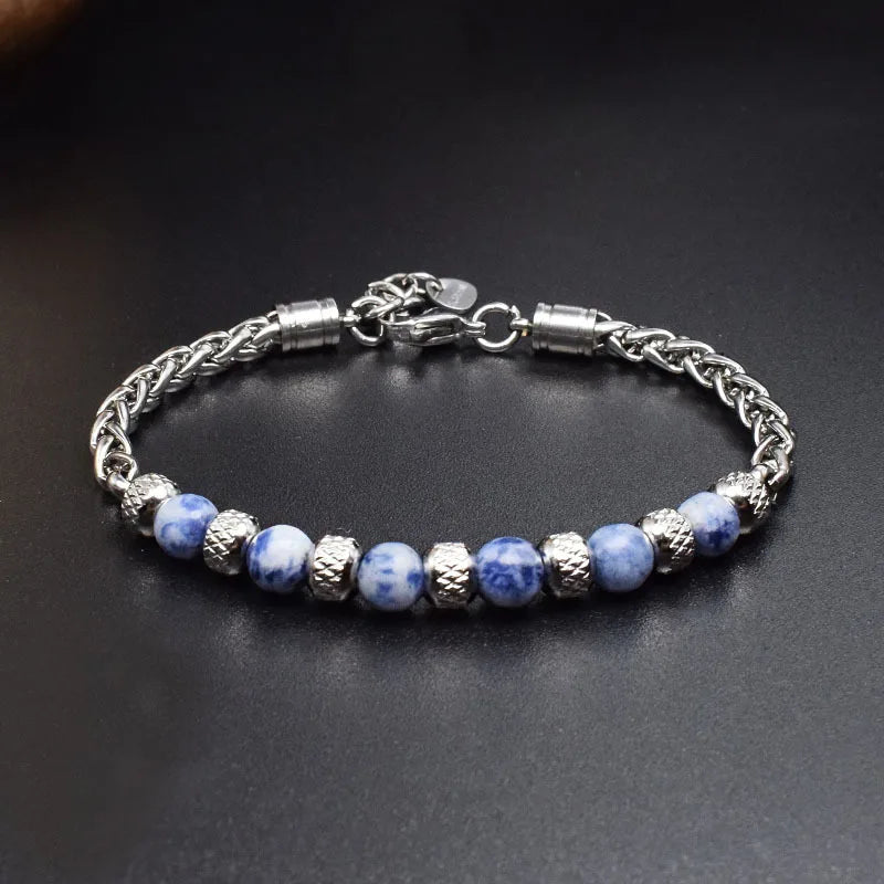 Bracelet Acier & Sodalite - Canalisation de l'Intuition