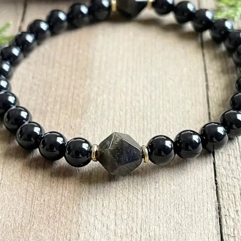 Bracelet de Protection - Obsidienne & Tourmaline