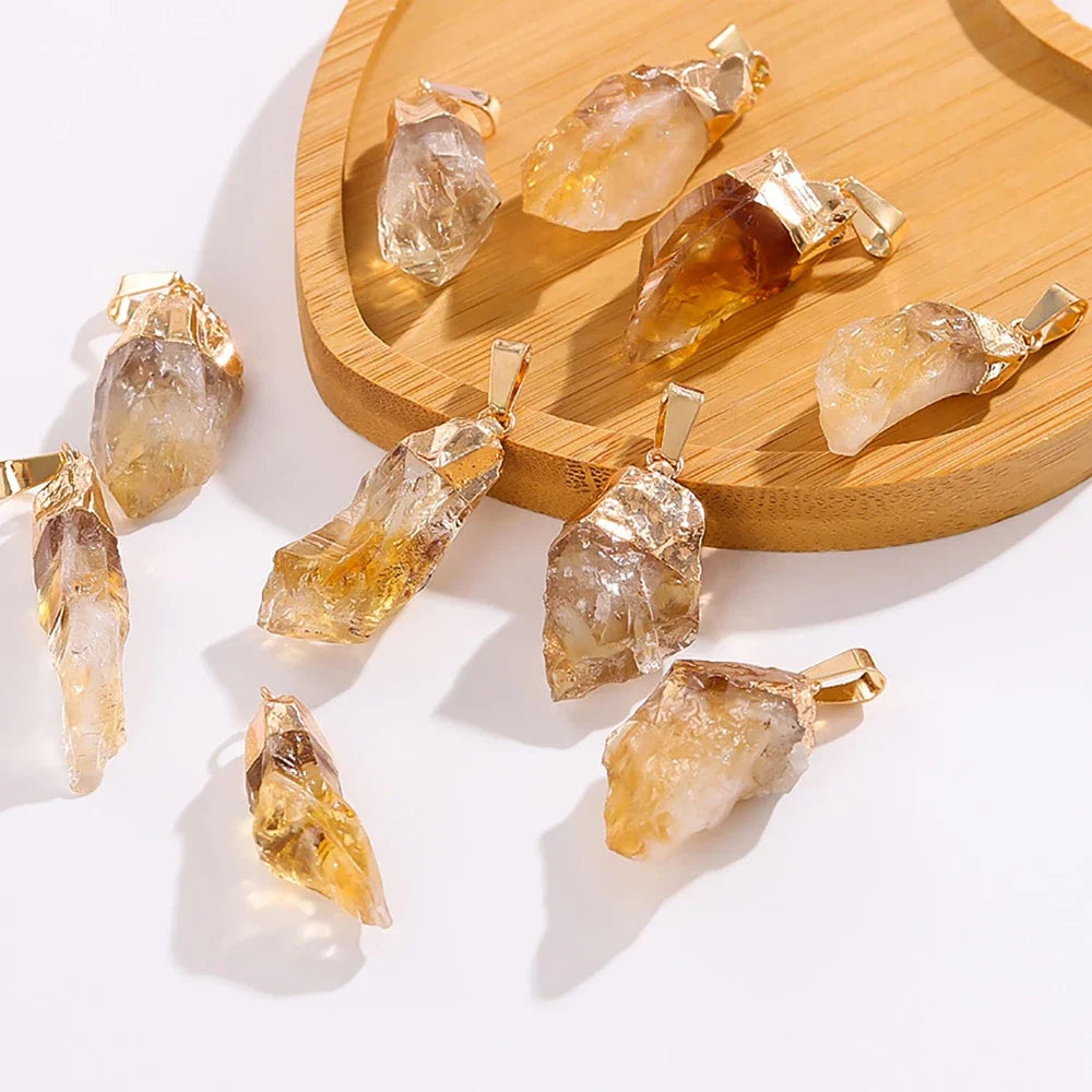Pendentif 'Abondance Infinie' en Citrine Brute