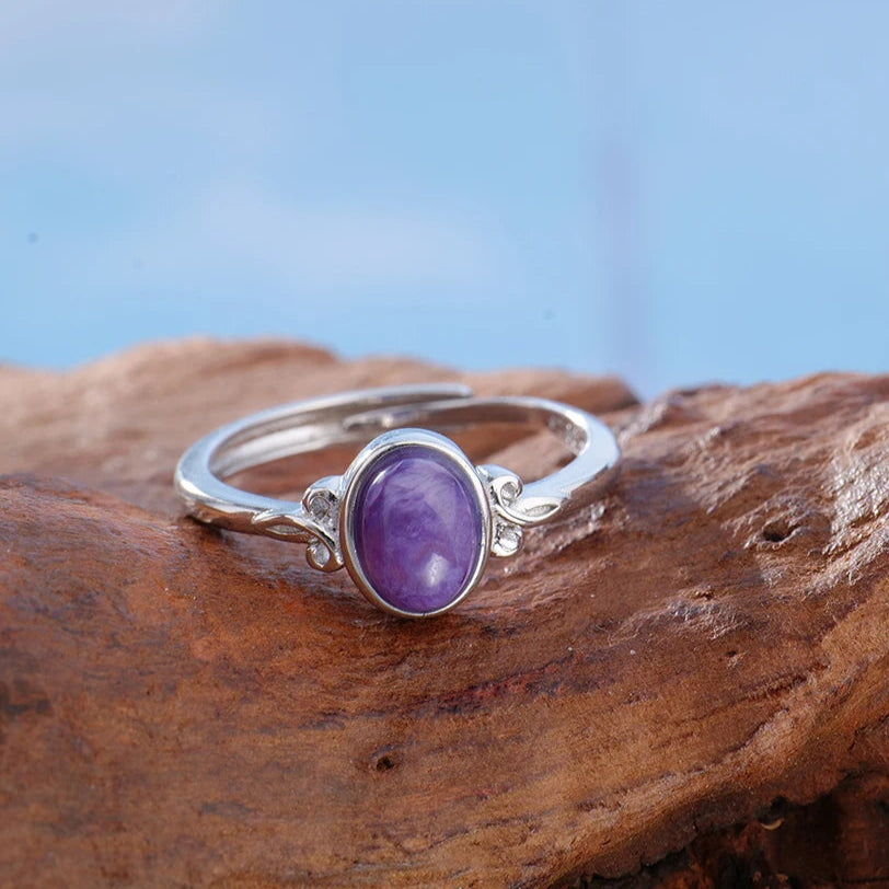Bague en Argent & Charoïte - Purifie le Karma Négatif