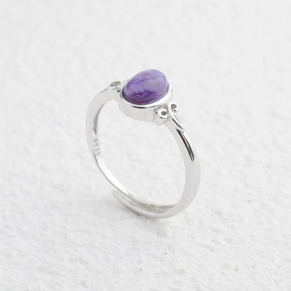 Bague en Argent & Charoïte - Purifie le Karma Négatif