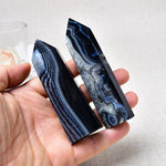 Baguette en Agate Noire Rubanée - Ancrage & Spiritualité
