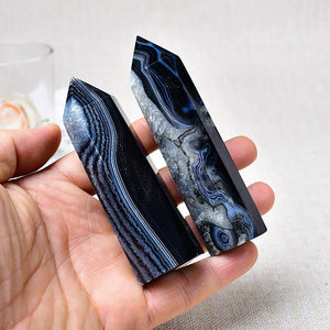 Baguette en Agate Noire Rubanée - Ancrage & Spiritualité