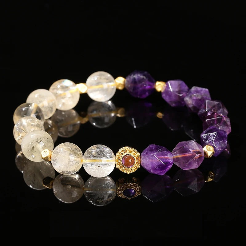 Bracelet Améthyste & Citrine - 'Sagesse & Richesse'