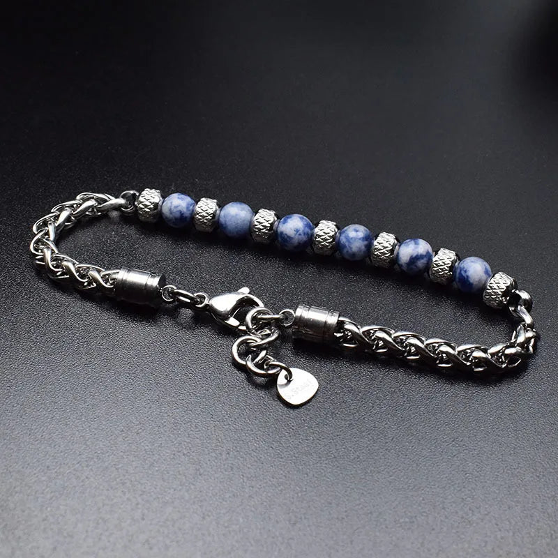 Bracelet Acier & Sodalite - Canalisation de l'Intuition