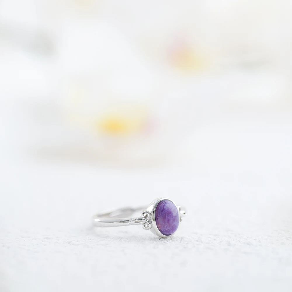 Bague en Argent & Charoïte - Purifie le Karma Négatif