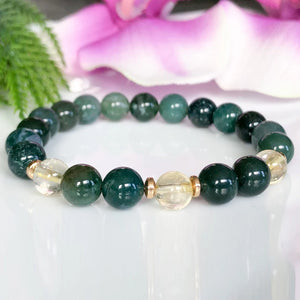 Bracelet Agate Mousse & Citrine - Ancrage & Abondance