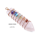 Pendule des 7 Chakras en Quartz Rose