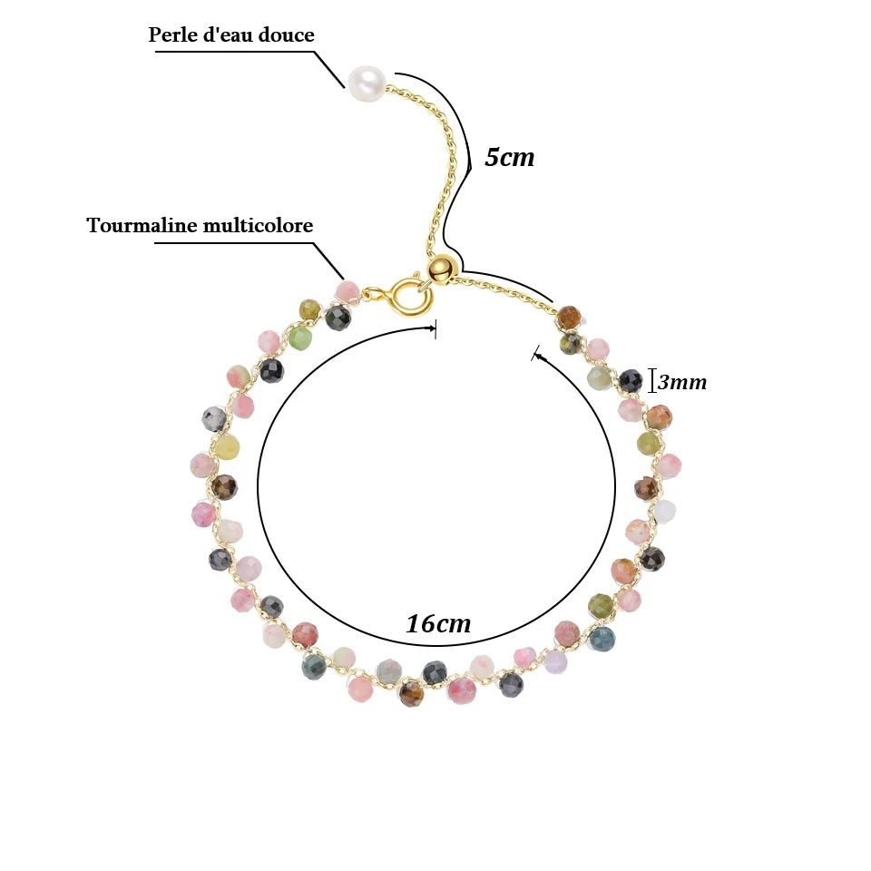 Bracelet en Tourmaline Multicolore - Purification Complète