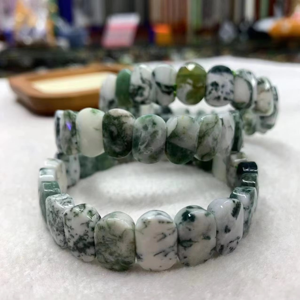 Bracelet en Agate Mousse - Équilibre & Abondance