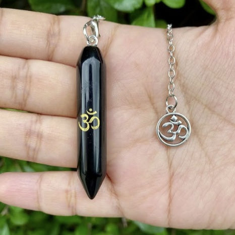 Pendule 'Aum' en Obsidienne - Protection & Purification