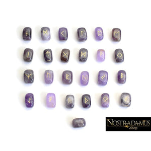 Runes divinatoires en améthyste - Pierres