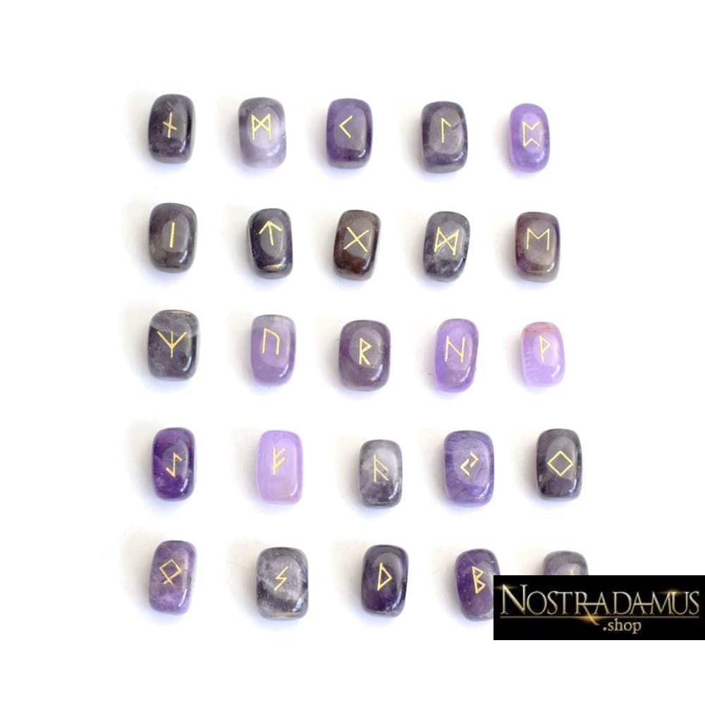 Runes divinatoires en améthyste - Pierres