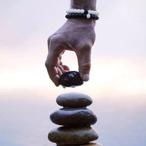 Double Bracelet 'Liens du Cœur' - Howlite & Onyx