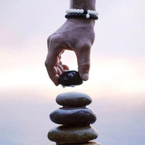 Double Bracelet 'Liens du Cœur' - Howlite & Onyx