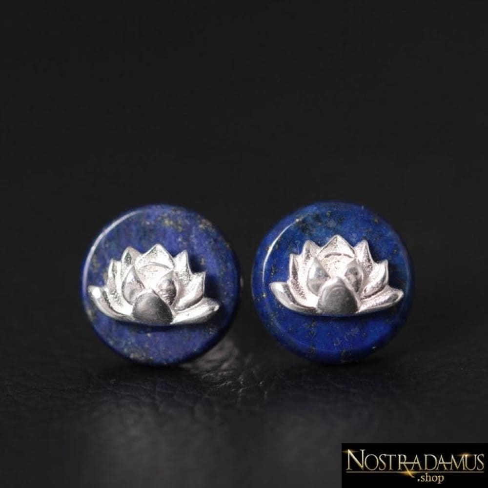 Boucles dOreilles Fleur de Lotus en Lapis Lazuli - Boucles Doreilles