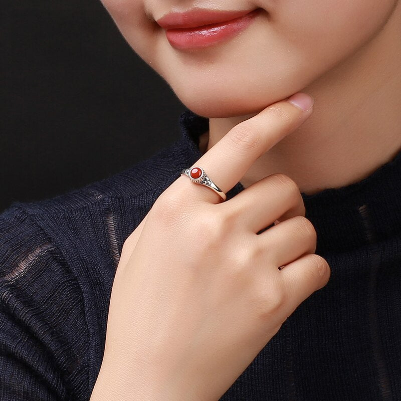 Bague 'Énergie Vitale' - Argent Massif & Cornaline