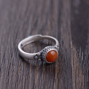 Bague 'Énergie Vitale' - Argent Massif & Cornaline