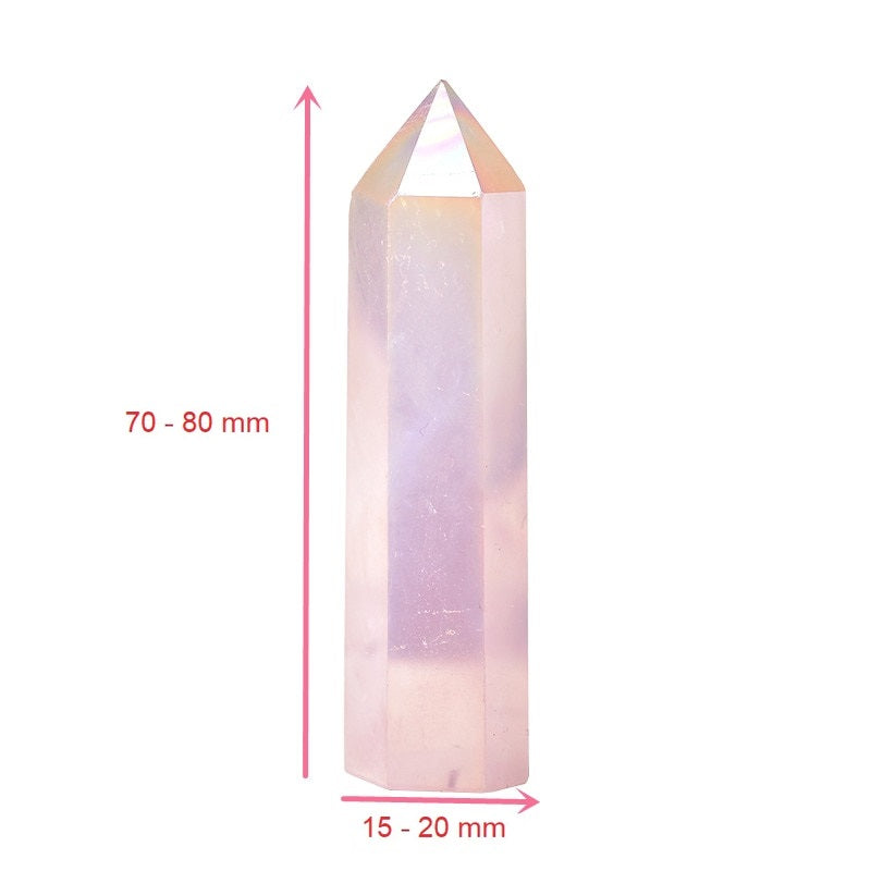 Baguette en Quartz Rose Arc-en-Ciel - Guérison du Karma Relationnel