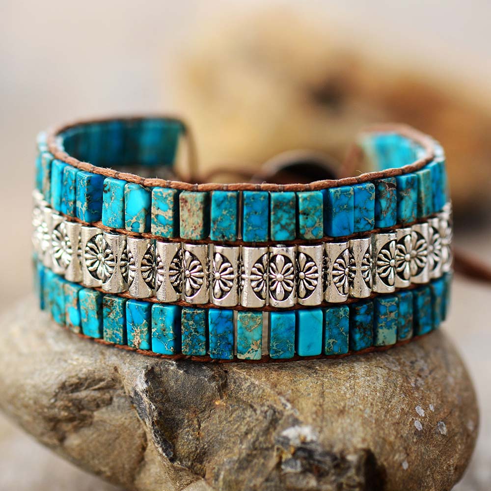 Bracelet en Jaspe Bleu 'Magie de l'Instant'