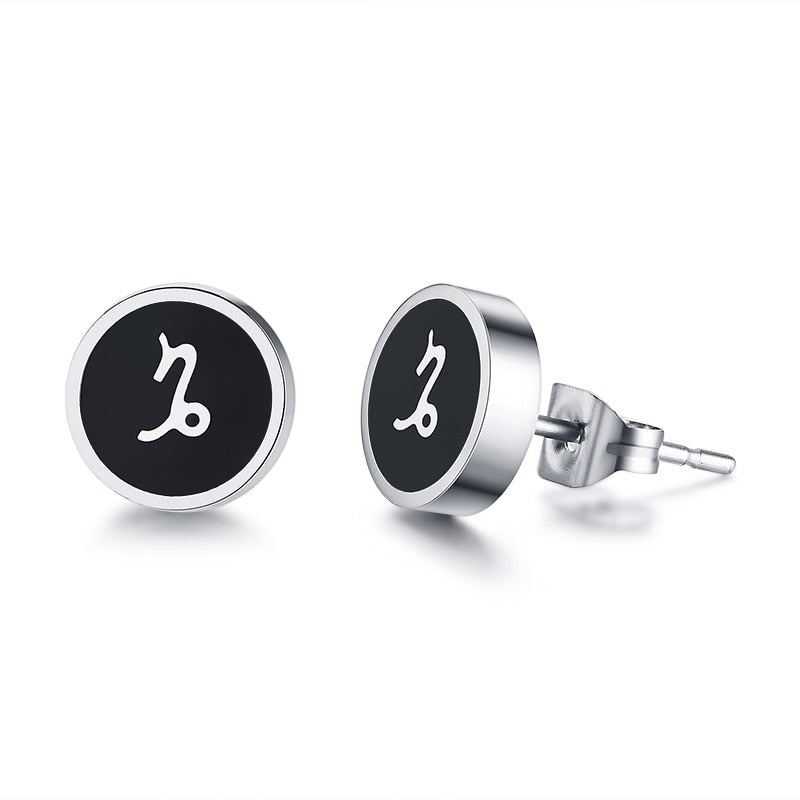 Boucles d'Oreilles 'Symbole Zodiacal' en Acier Inoxydable