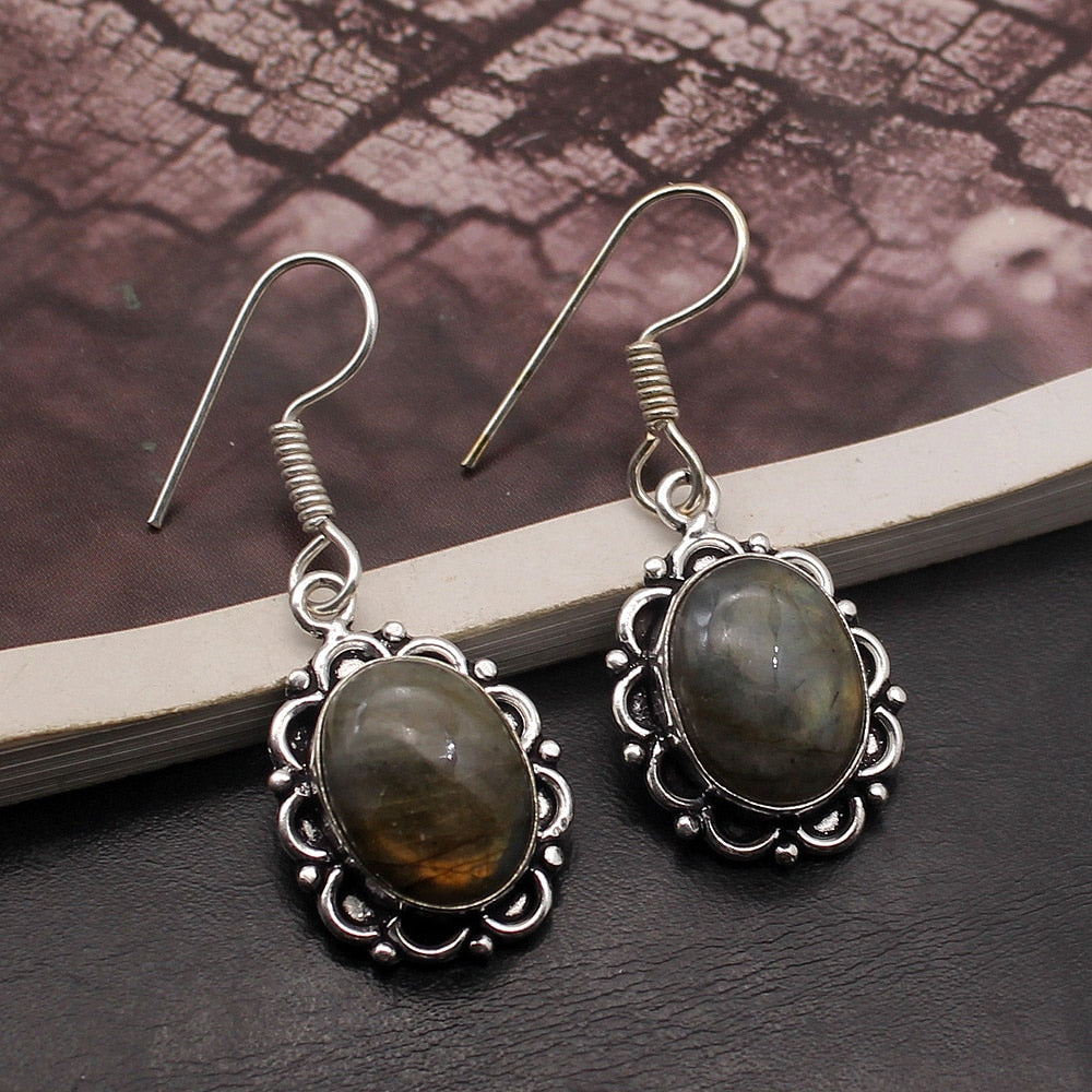 Boucles d'Oreilles 'Harmonie Vibratoire' Argent & Labradorite