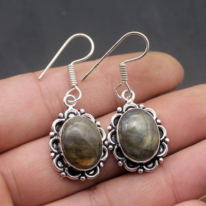 Boucles d'Oreilles 'Harmonie Vibratoire' Argent & Labradorite