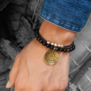 Bracelet des Trois Bonheurs en Obsidienne