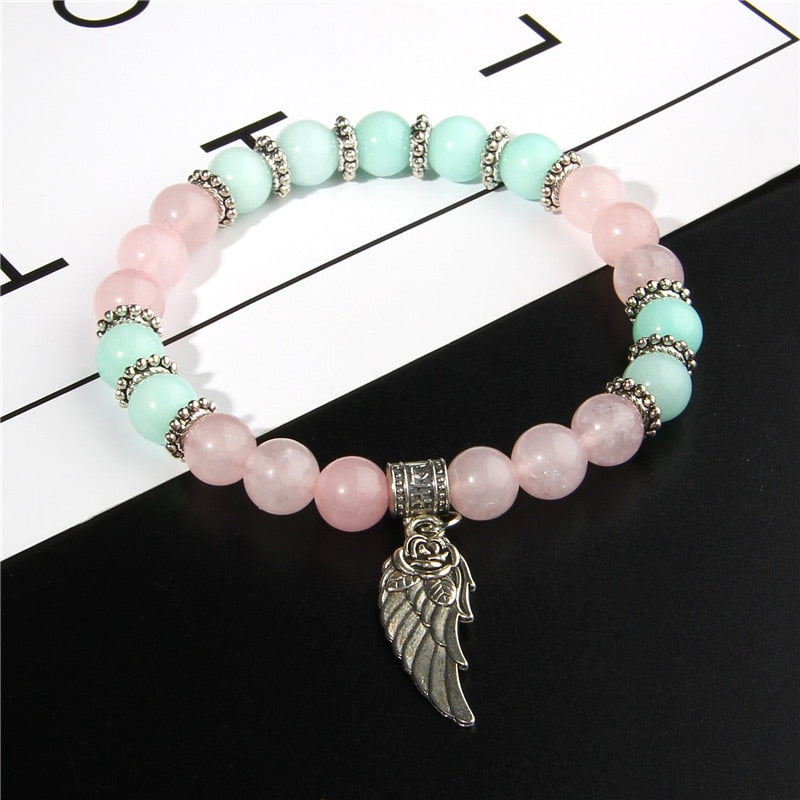 Bracelet 'Présence Angélique' - Quartz Rose & Amazonite