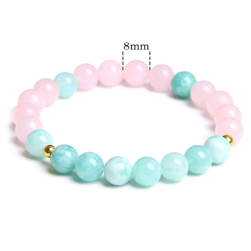 Bracelet 'Harmonie' - Quartz Rose & Amazonite