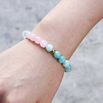 Bracelet 'Harmonie' - Quartz Rose & Amazonite