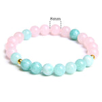 Bracelet 'Harmonie' - Quartz Rose & Amazonite