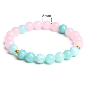 Bracelet 'Harmonie' - Quartz Rose & Amazonite