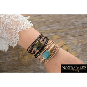 Bracelet en Cuir avec Labradorite - Wrap Bracelets