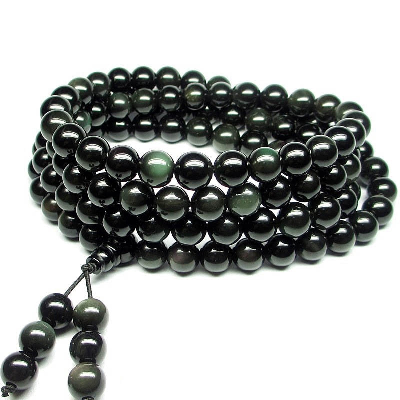 Mala Tibétain en Obsidienne Arc-en-Ciel