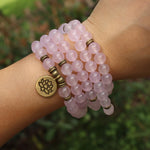 Mala Tibétain en Quartz Rose - 'Pouvoir de l'Amour'