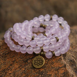 Mala Tibétain en Quartz Rose - 'Pouvoir de l'Amour'