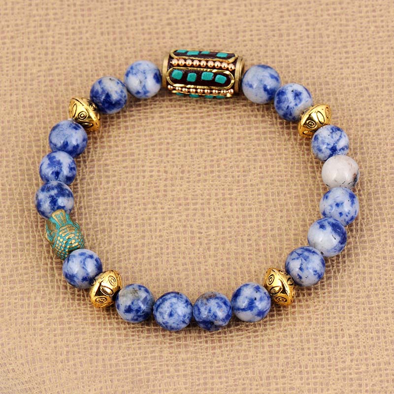 Bracelet Népalais en Sodalite - Canalisation de l’Intuition