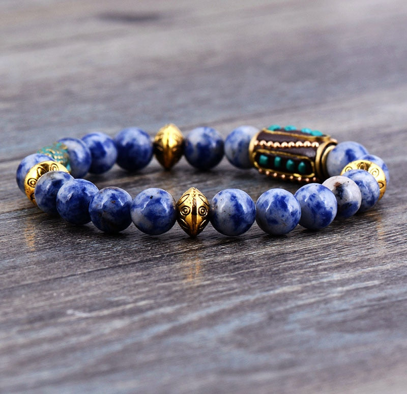 Bracelet Népalais en Sodalite - Canalisation de l’Intuition