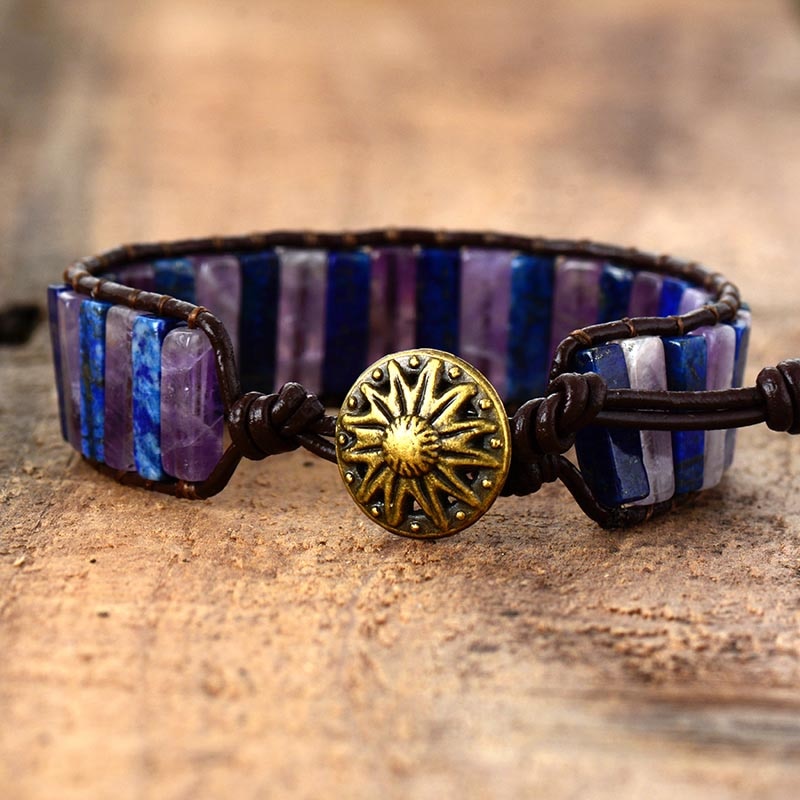 Bracelet '7ème chakra' - Améthyste & Lapis Lazuli