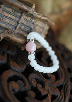 Bracelet en Calcédoine Blanche & Quartz Rose - Harmonie